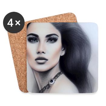 Femme avec des bijoux - Dessous de verre (lot de 4) - blanc - Devant