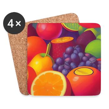 Früchte - Untersetzer (4er-Set) - Weiß - Vorne