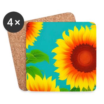 Sonnenblumen - Untersetzer (4er-Set) - Weiß - Vorne