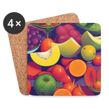 Fruit - Dessous de verre (lot de 4) - blanc - Devant