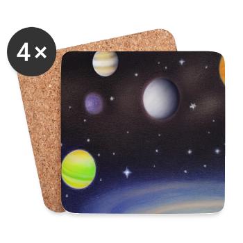 Espace et planètes - Dessous de verre (lot de 4) - blanc - Devant