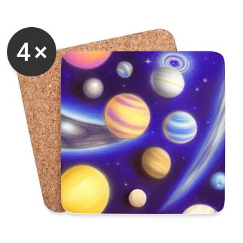 Espace et planètes - Dessous de verre (lot de 4) - blanc - Devant