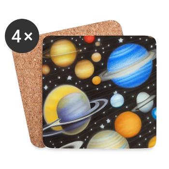 Espace et planètes - Dessous de verre (lot de 4) - blanc - Devant