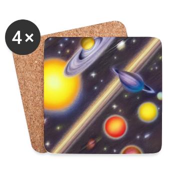 Espace et planètes - Dessous de verre (lot de 4) - blanc - Devant