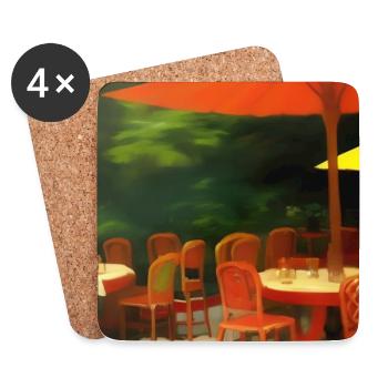Outdoor Asian Cafe - Coasters (set of 4) - white - Front