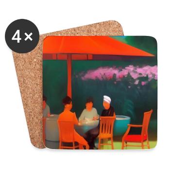 Asiatisches Cafe im Freien - Untersetzer (4er-Set) - Weiß - Vorne