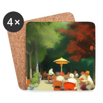 Asiatisches Cafe im Freien - Untersetzer (4er-Set) - Weiß - Vorne
