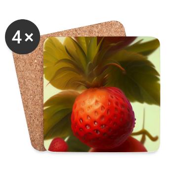 Fraise - Dessous de verre (lot de 4) - blanc - Devant