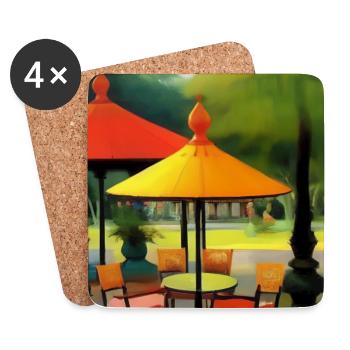 Asiatisches Cafe im Freien - Untersetzer (4er-Set) - Weiß - Vorne