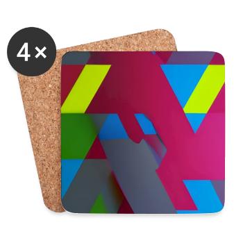 Neon Geometric Triangle Composition - Coasters (set of 4) - white - Front