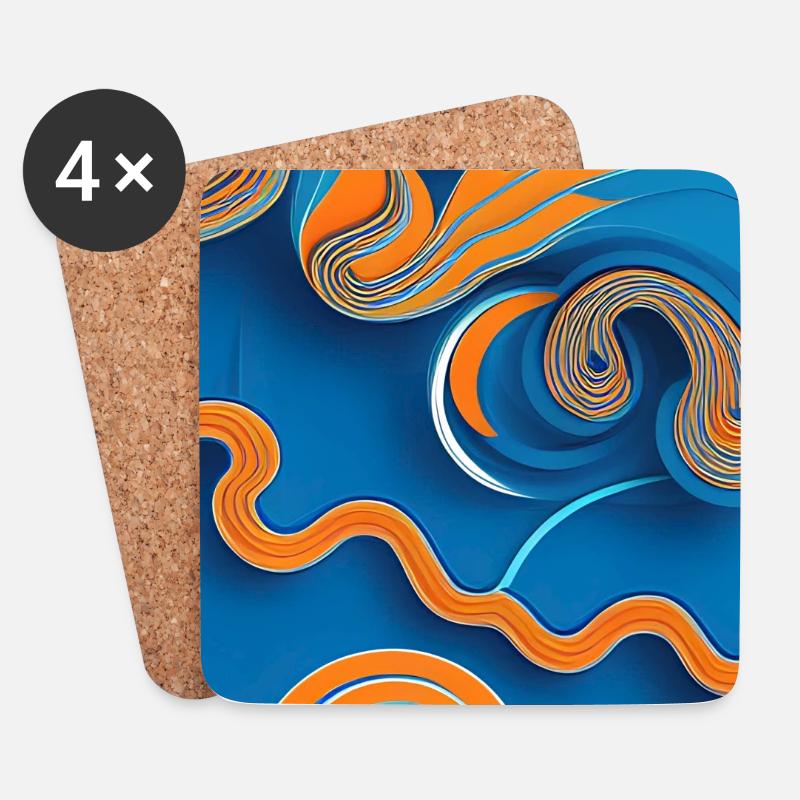 Abstrakte Kunst - Untersetzer (4er-Set) - Weiß