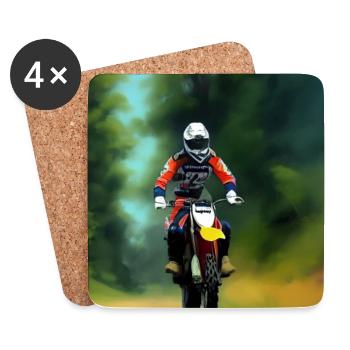 Équitation en motocross - Dessous de verre (lot de 4) - blanc - Devant