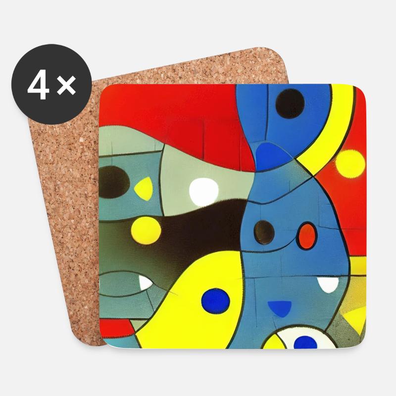 Abstrakte Kunst - Untersetzer (4er-Set) - Weiß