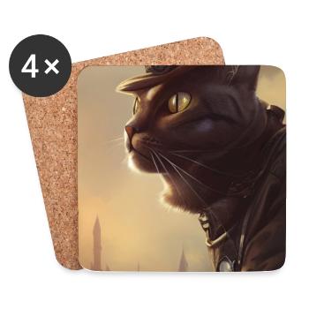 Herr Katze - Untersetzer (4er-Set) - Weiß - Vorne