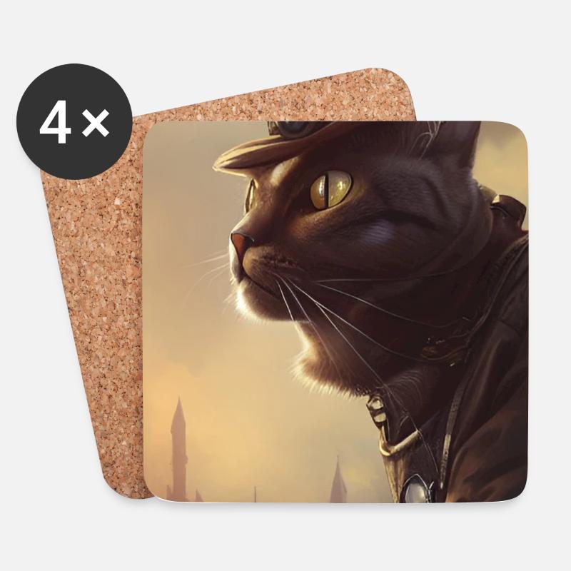Mr cat - Coasters (set of 4) - white