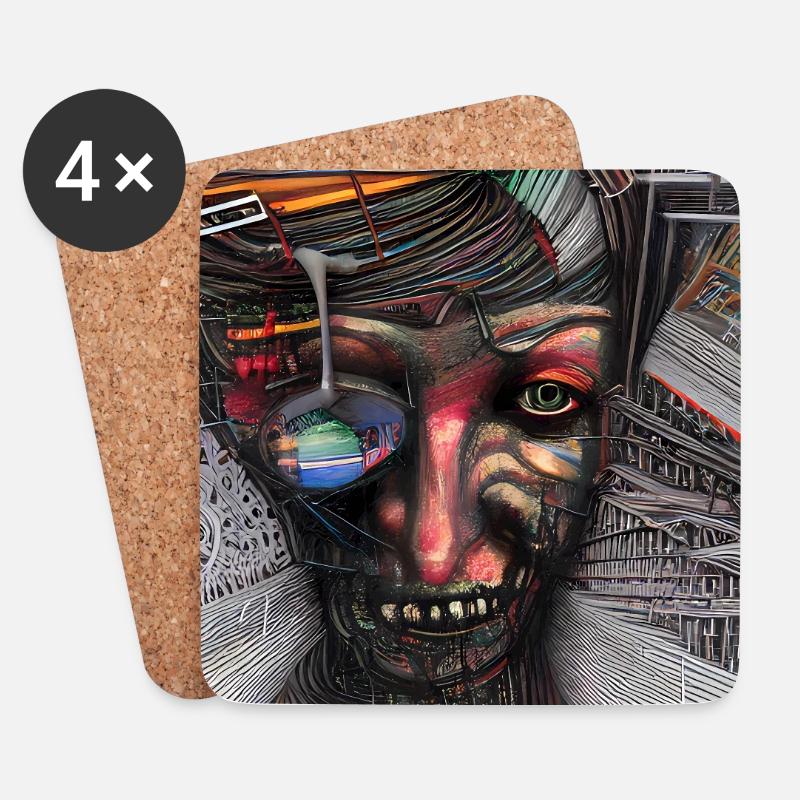 Abstrakte Kunst - Untersetzer (4er-Set) - Weiß