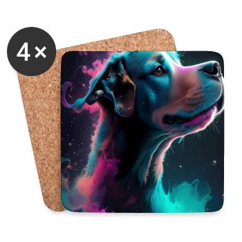Chien mignon - Dessous de verre (lot de 4) - blanc - Devant