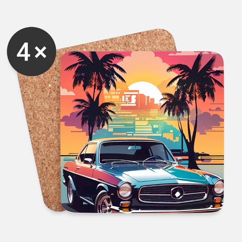 Muscle-Car - Untersetzer (4er-Set) - Weiß