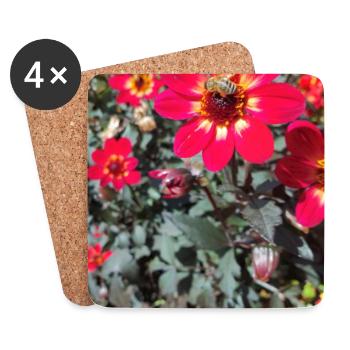 Grossfiedrige Dahlie / Bienenpflanze - Untersetzer (4er-Set) - Weiß - Vorne