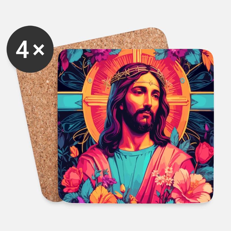 Jesus Christus - Untersetzer (4er-Set) - Weiß