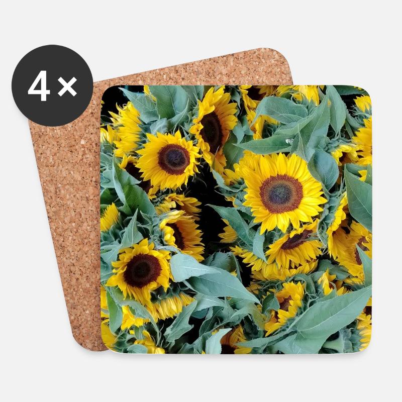 SONNENBLUMENSTIMMUNG - Untersetzer (4er-Set) - Weiß