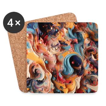 Vibrant Swirls: A Colorful Abstract Journey - Coasters (set of 4) - white - Front