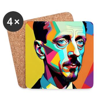 Rainer Maria Rilke comic art pop art t-shirt - Coasters (set of 4) - white - Front