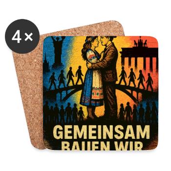 Gemeinsam Brücken bauen Ukraine / Deutschland - Untersetzer (4er-Set) - Weiß - Vorne