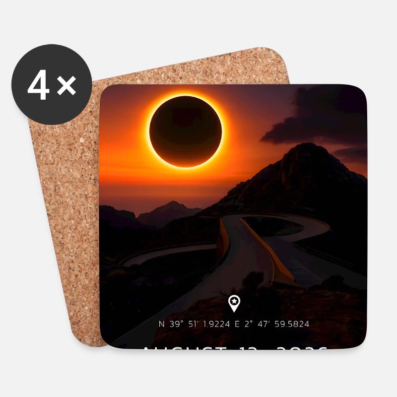 Sa Calobra 2026 Sonnenfinsternis - Untersetzer (4er-Set) - Weiß
