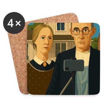 Les Américains (en mode selfie) - Dessous de verre (lot de 4) - blanc - Devant