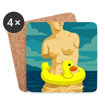Die Venus (am Strand) - Untersetzer (4er-Set) - Weiß - Vorne