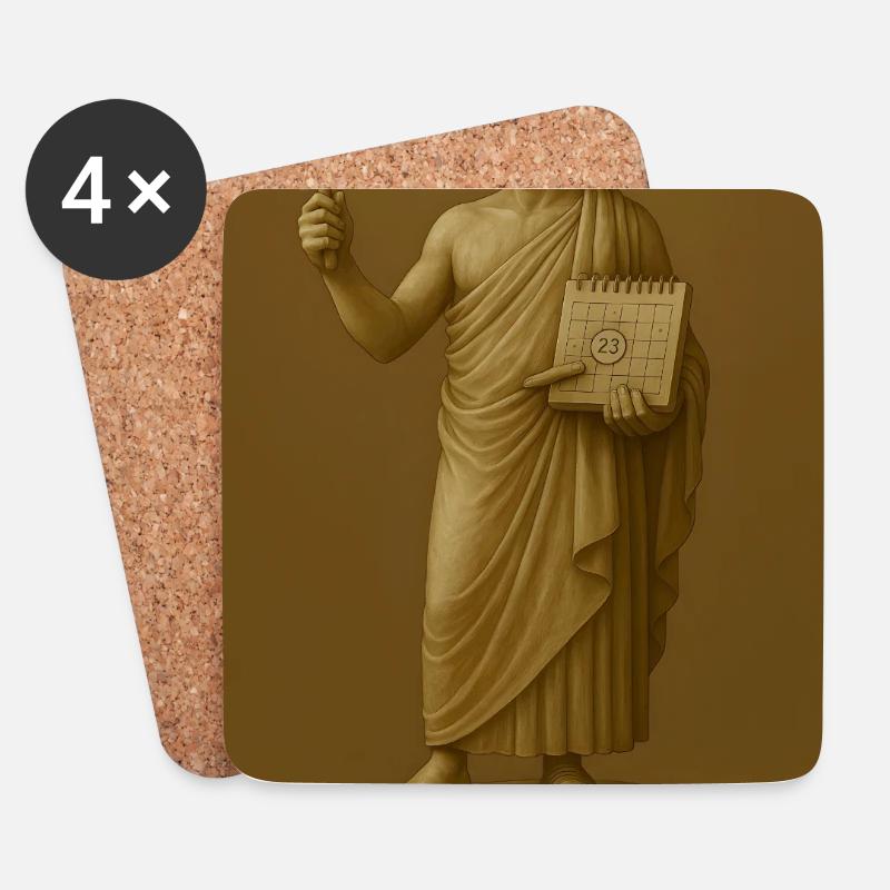 Moderne Statue mit Smartphone und Kalender - Untersetzer (4er-Set) - Weiß