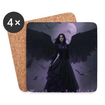 Night creature with black wings - Coasters (set of 4) - white - Front
