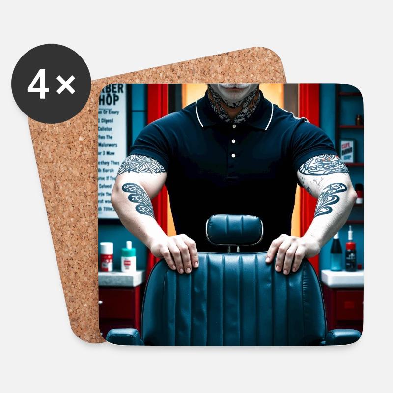 Humanoider Schaf Barbier - Untersetzer (4er-Set) - Weiß