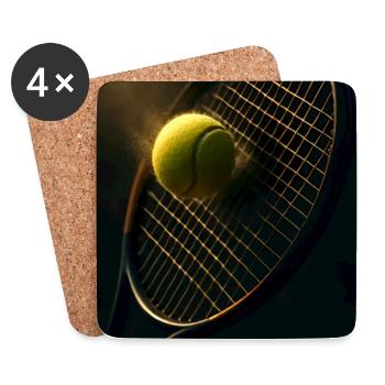 Sports - Tennis, raquette et balle - Dessous de verre (lot de 4) - blanc - Devant