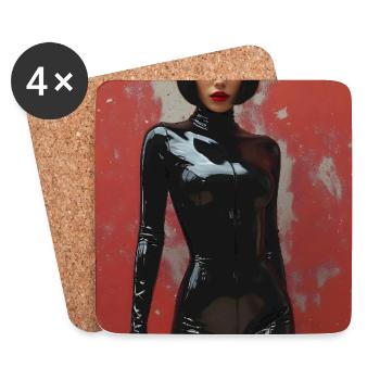 T-shirt Noir Femme - Coasters (set of 4) - white - Front