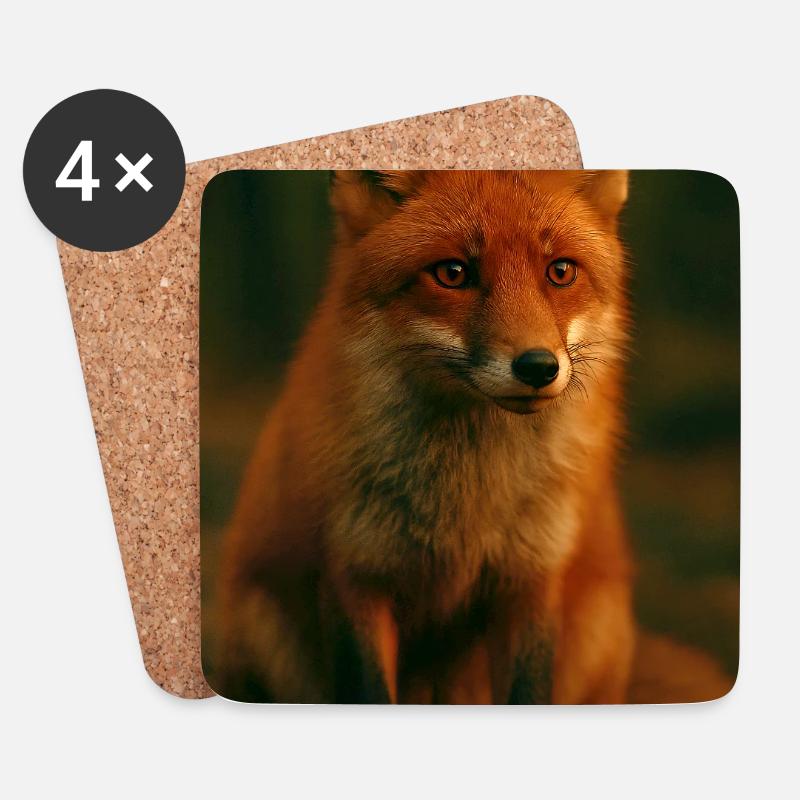 Wilde Tiere, Fuchs - Untersetzer (4er-Set) - Weiß