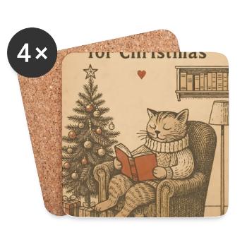 Alles gebucht für Christmas Cat - Untersetzer (4er-Set) - Weiß - Vorne