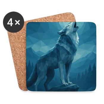 Polynature Night Wolf - Coasters (set of 4) - white - Front