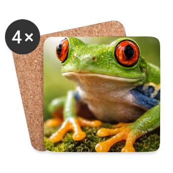 Green frog in sunshine eyes - Coasters (set of 4) - white - Front