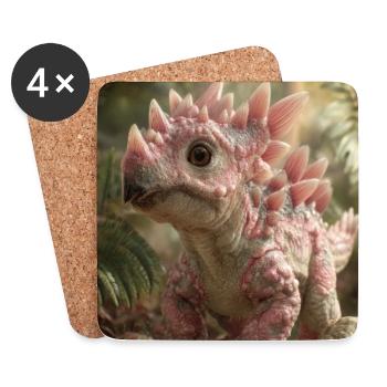 Pink Stegosaurus in Ember Forest - Coasters (set of 4) - white - Front