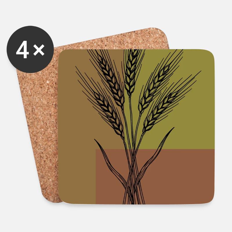 Weizen Ähren Line Art – Botanisches Design - Untersetzer (4er-Set) - Weiß