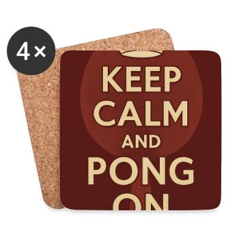 Keep Calm and Pong On / Ping - Dessous de verre (lot de 4) - blanc - Devant