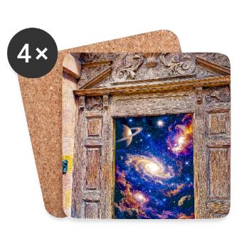 Space Gate Cosmic Portal Door - Coasters (set of 4) - white - Front