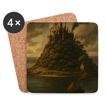 Cornwall England – Steampunk Travel Poster - Coasters (set of 4) - white - Front