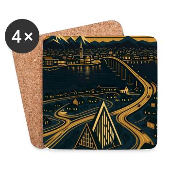 Tromsø Norwegen – Retro Reiseposter Art Deco - Untersetzer (4er-Set) - Weiß - Vorne