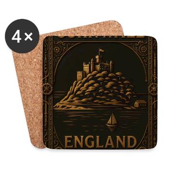 Cornwall Angleterre – Affiche de voyage Steampunk - Dessous de verre (lot de 4) - blanc - Devant