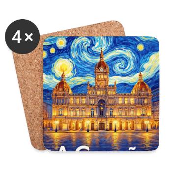À La Corogne, Espagne - Dessous de verre (lot de 4) - blanc - Devant