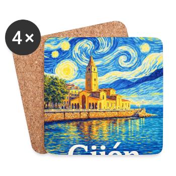 Gijón, Espagne - Dessous de verre (lot de 4) - blanc - Devant