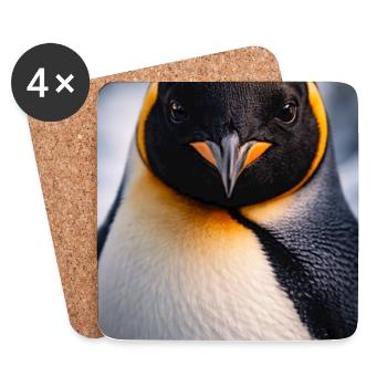 Penguin Close Up with Color Contrast - Coasters (set of 4) - white - Front